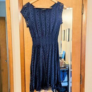 Charlotte Russe Navy Lacy Dress, Large